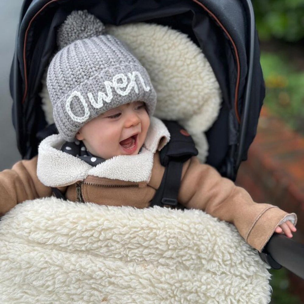 Grey Hand Embroidered Kid's Hat