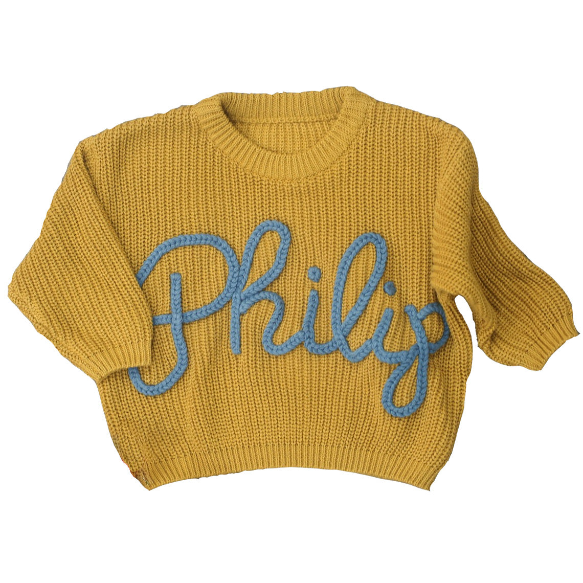 Dark beige Embroidered Name Baby Sweater